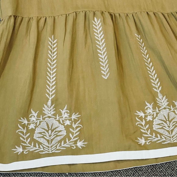 POLAGRAM blouse shirt top size Medium yellow/green embroidered flower design - Picture 5 of 7